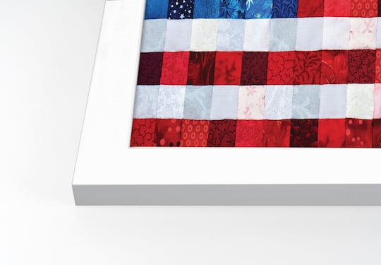 American Flag Quilt White Framed Print Under Plexiglass